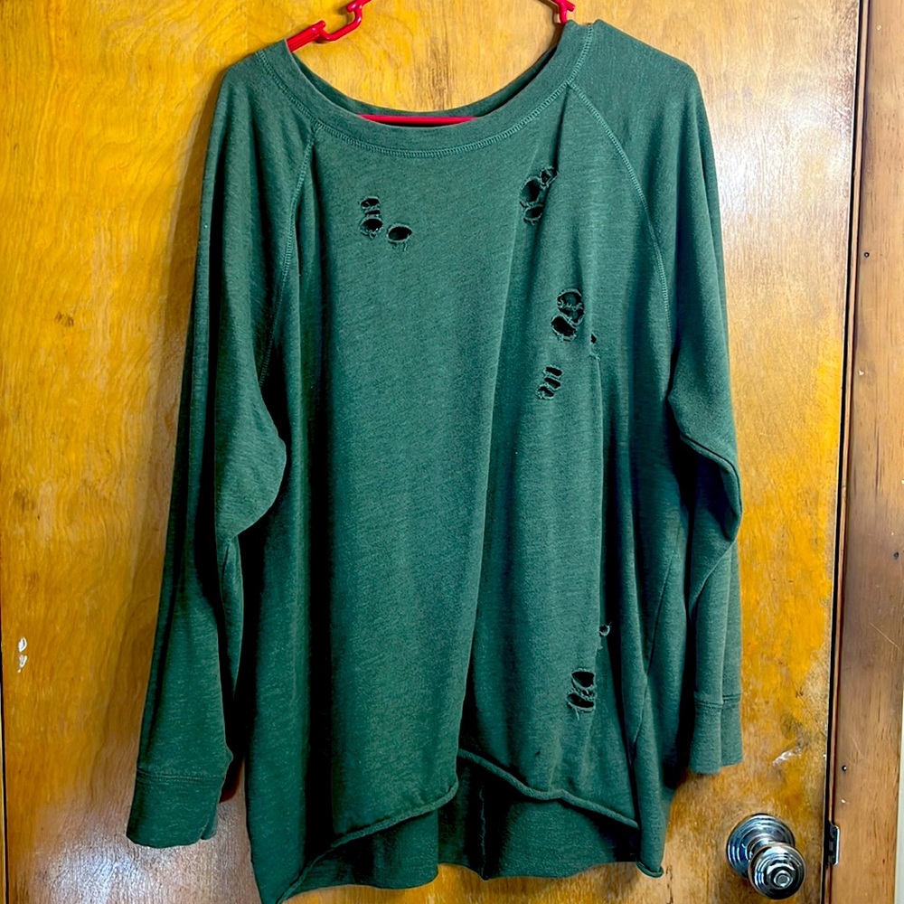 Green Distressed sweater